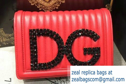 Dolce & Gabbana DG Girls Shoulder Bag In Quilted Nappa Leather Red 2018